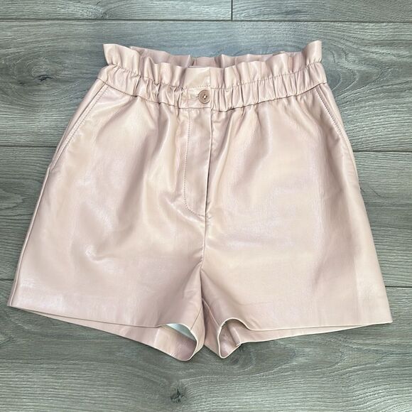 Wilfred By Aritzia Speechless High Waisted Tuscany Rose Vegan Leather Shorts 2 - Picture 2 of 10